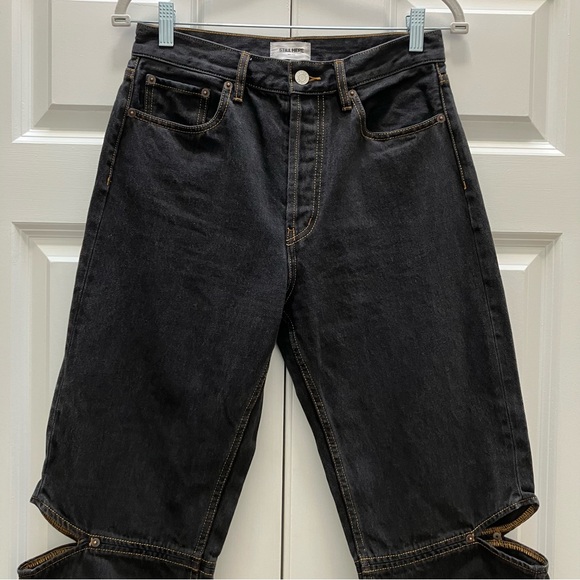 Still Here New York Cowgirl Jean Barrel Leg Cut-Out Tapered Washed Black size 28 - Picture 4 of 15